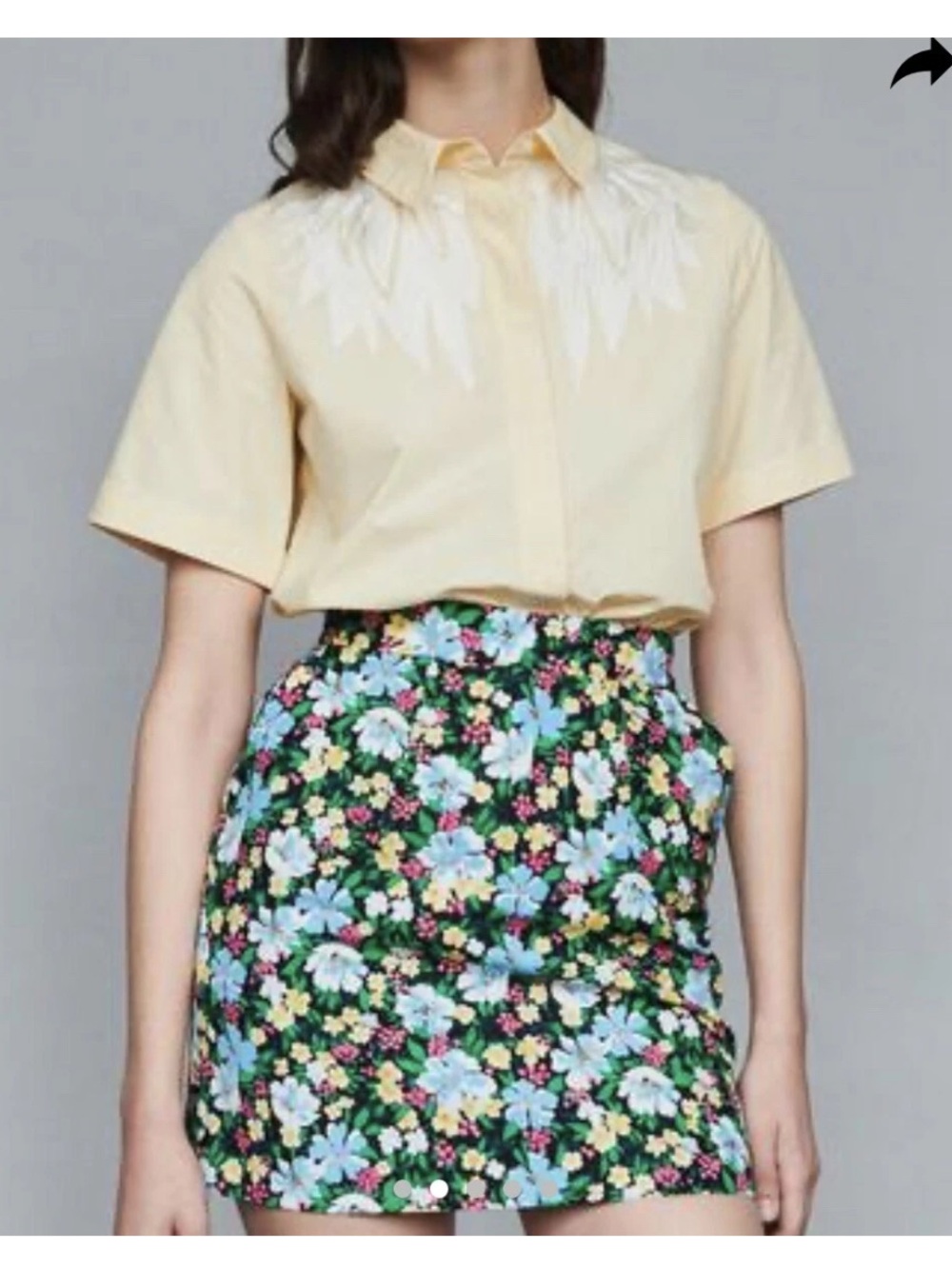$225 MAJE Jikael Floral-print Crepe Mini Skirt